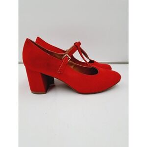 Dream Pairs Red Suede Mary Jane Low Heel Comfort shoes Pumps 8.5